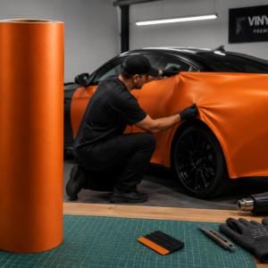 Vinilo Autoadhesivo Vehicular Naranja Mate 1.52 Mts X Metros